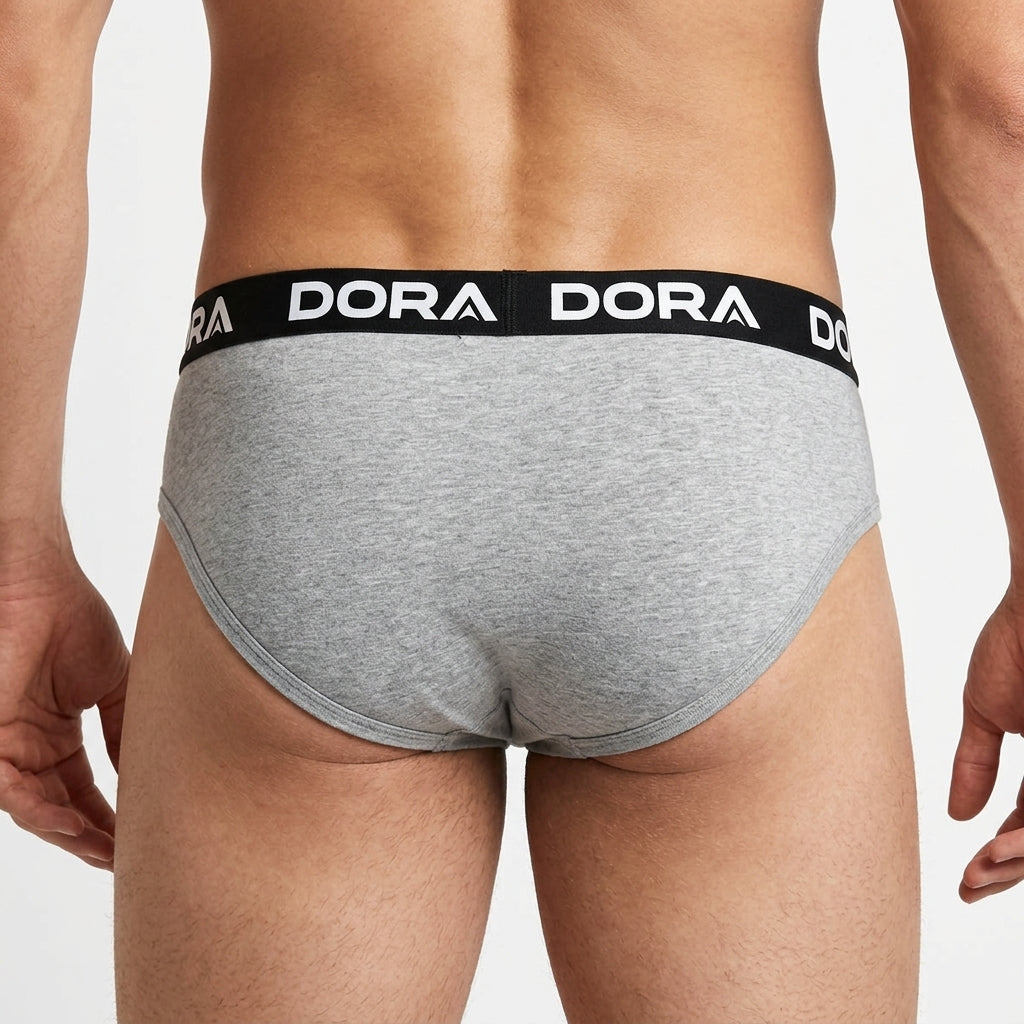 DORA Mens Cotton Brief (Pack of 5) Cotton Innerwear for Men | Elastic Waistband Underwear | Breathable Fabric Briefs for Men | Regular Fit Undergarments