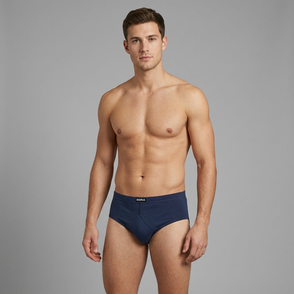 DORA Men's Cotton Briefs (Pack of 5) High Rise Full Coverage Innerwear | Soft Cotton Fabric | Concealed Elastic Waistband | Durable Shape Retention | Comfortable (Multi-Colour)