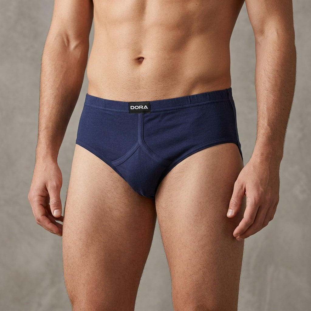 DORA Men's Cotton Briefs (Pack of 5) High Rise Full Coverage Innerwear | Soft Cotton Fabric | Concealed Elastic Waistband | Durable Shape Retention | Comfortable (Multi-Colour)